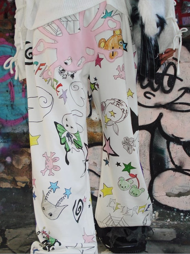 Graffiti Print Sweat Pants【s0000004227】