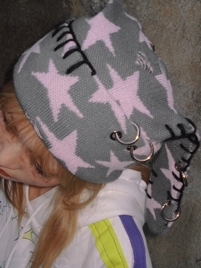 Rebellious Rabbit Five-pointed Star Knitted Cap【s0000004220】