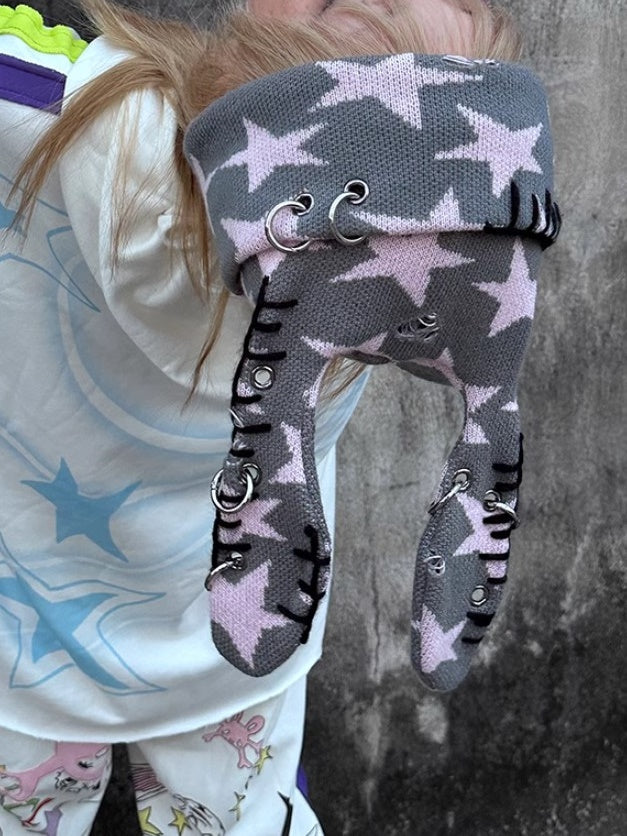 Rebellious Rabbit Five-pointed Star Knitted Cap【s0000004220】