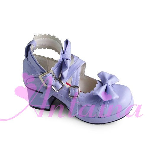 Antaina - Lolita Punk Bow Mid-Heel Multicolor Shoes