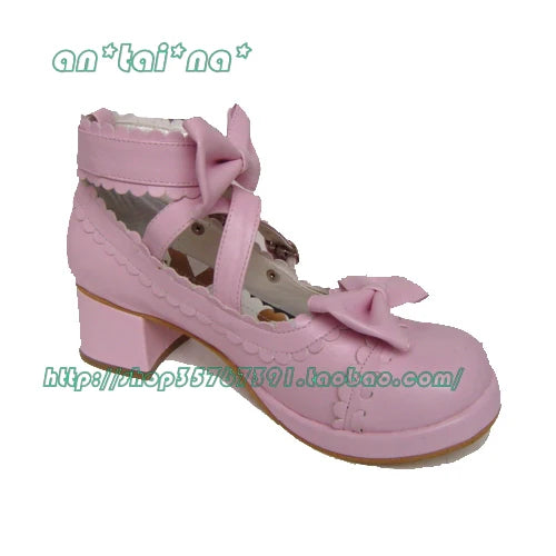 Antaina - Lolita Punk Bow Mid-Heel Multicolor Shoes