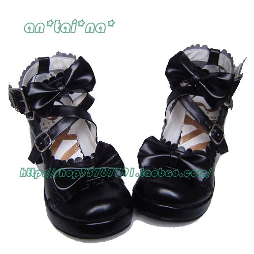 Antaina - Lolita Punk Bow Mid-Heel Multicolor Shoes