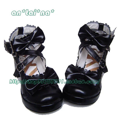 Antaina - Lolita Punk Bow Mid-Heel Multicolor Shoes
