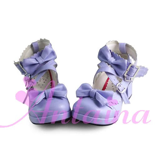 Antaina - Lolita Punk Bow Mid-Heel Multicolor Shoes