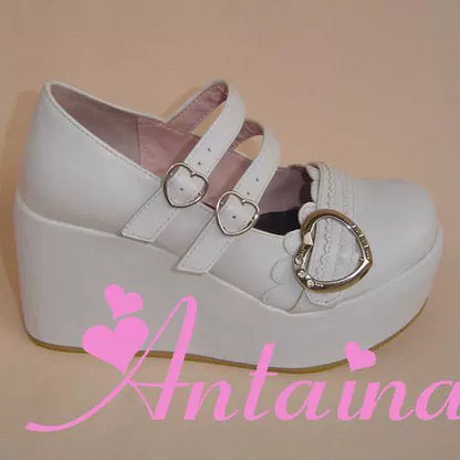 Antaina - Sweet Lolita Shoes Lace Heart Platform Shoes in Plus Size