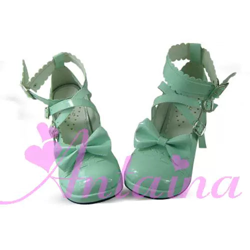 Antaina - Lolita Punk Bow Mid-Heel Multicolor Shoes