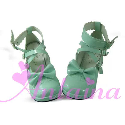 Antaina - Lolita Punk Bow Mid-Heel Multicolor Shoes