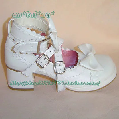 Antaina - Lolita Punk Bow Mid-Heel Multicolor Shoes