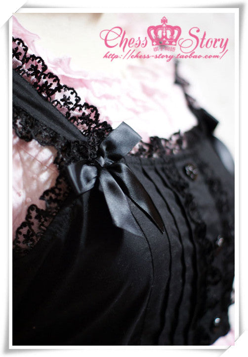 Chess Story - Black Cat Paradise - Kawaii Lolita Pink Black JSK
