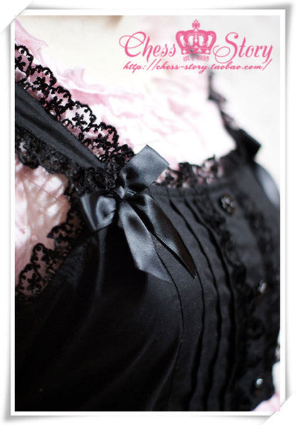 Chess Story - Black Cat Paradise - Kawaii Lolita Pink Black JSK