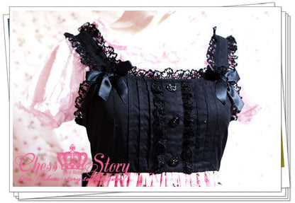 Chess Story - Black Cat Paradise - Kawaii Lolita Pink Black JSK