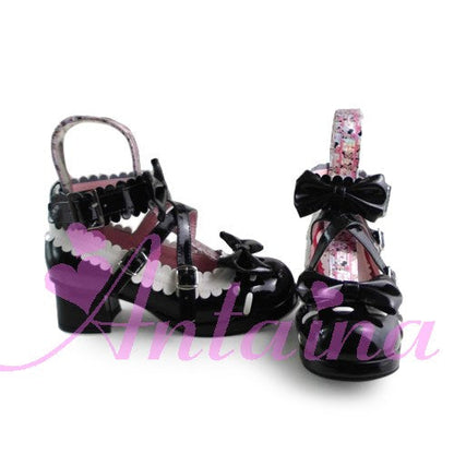 Antaina - Lolita Punk Bow Mid-Heel Multicolor Shoes