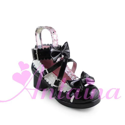Antaina - Lolita Punk Bow Mid-Heel Multicolor Shoes