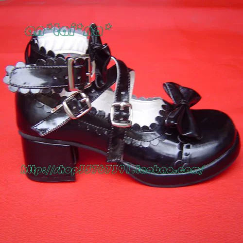 Antaina - Lolita Punk Bow Mid-Heel Multicolor Shoes
