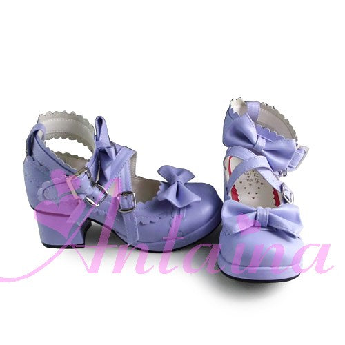 Antaina - Lolita Punk Bow Mid-Heel Multicolor Shoes