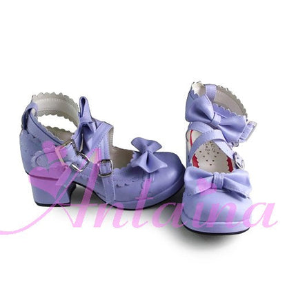 Antaina - Lolita Punk Bow Mid-Heel Multicolor Shoes