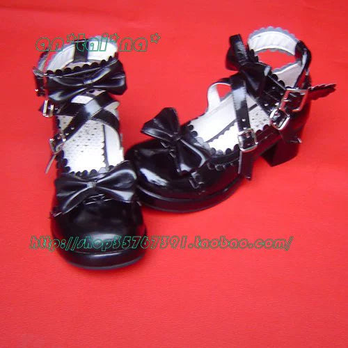 Antaina - Lolita Punk Bow Mid-Heel Multicolor Shoes