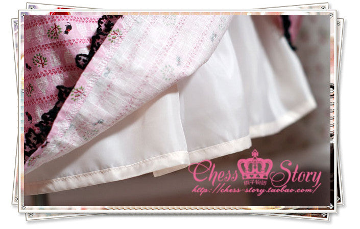 Chess Story - Black Cat Paradise - Kawaii Lolita Pink Black JSK