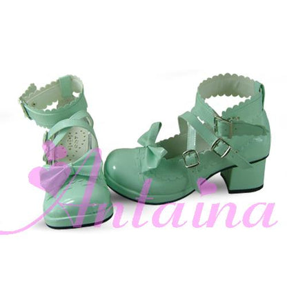 Antaina - Lolita Punk Bow Mid-Heel Multicolor Shoes