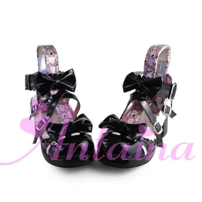 Antaina - Lolita Punk Bow Mid-Heel Multicolor Shoes