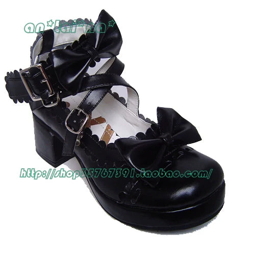 Antaina - Lolita Punk Bow Mid-Heel Multicolor Shoes