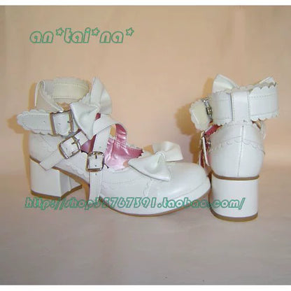 Antaina - Lolita Punk Bow Mid-Heel Multicolor Shoes