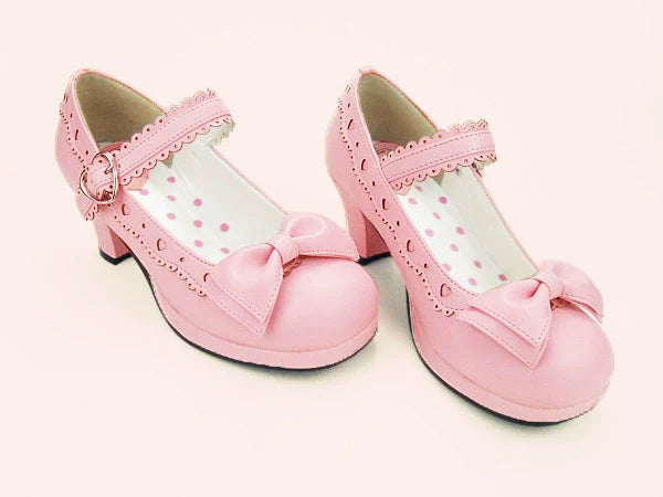 Sosic - Sweet Lolita Heel Shoes Butterfly Bow Shoes