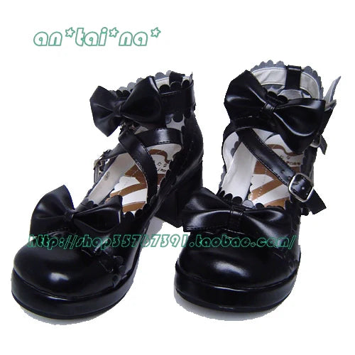 Antaina - Lolita Punk Bow Mid-Heel Multicolor Shoes