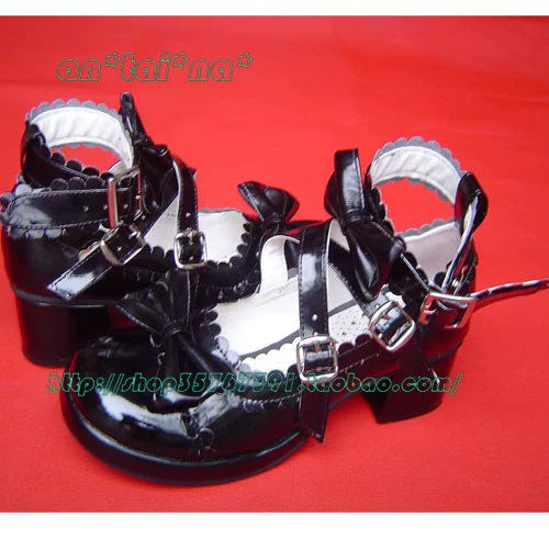 Antaina - Lolita Punk Bow Mid-Heel Multicolor Shoes