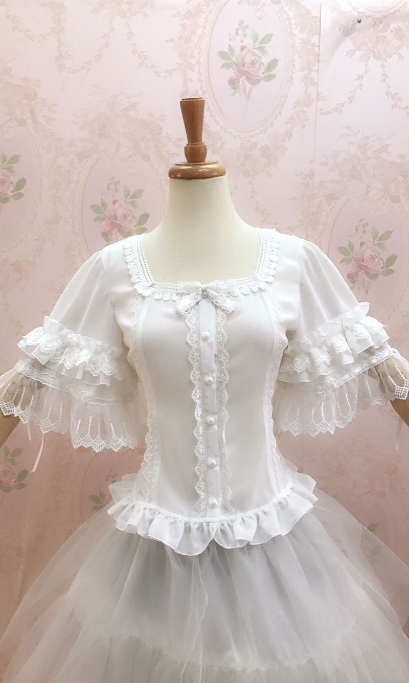 YIlia - Summer Lace Short Sleeve Lolita Blouse
