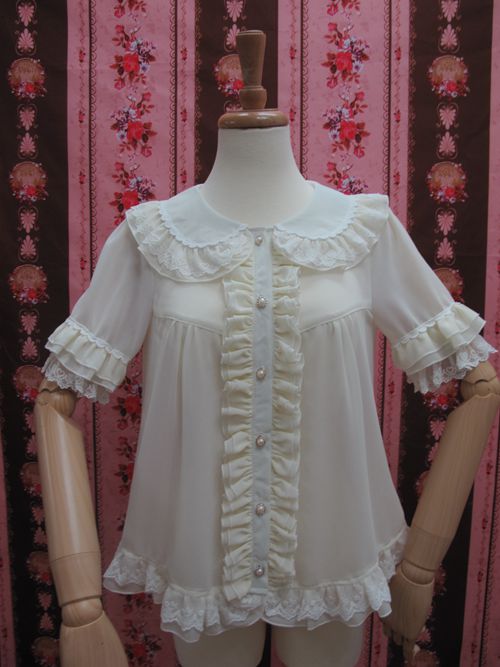 Yilia - Loose Chiffon Lace Lolita Blouse