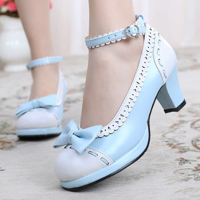 Sosic - Shattered Star Steps - Sweet Lolita Cute Students Round Toe High Thick Heel