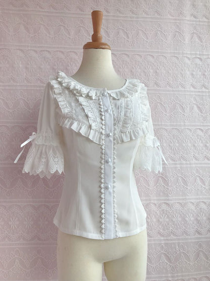 Yilia - Summer Short Sleeve Chiffon Lolita Blouse