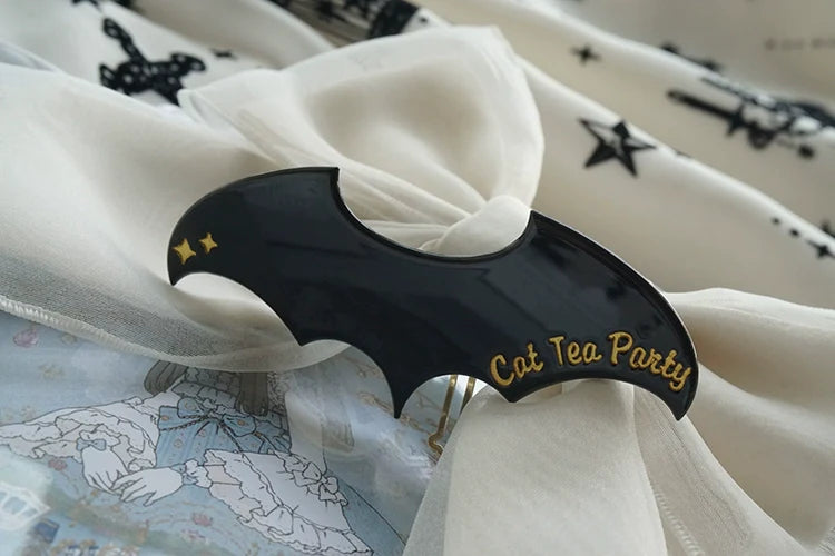 Cat Tea Party - Gothic Lolita Hair Clip Halloween Bat Lolita Hair Accessory