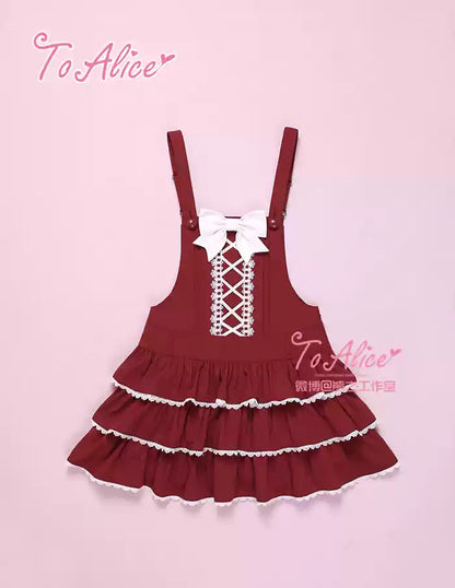 To Alice - Old School Lolita Salopette Suit Tiered Dress