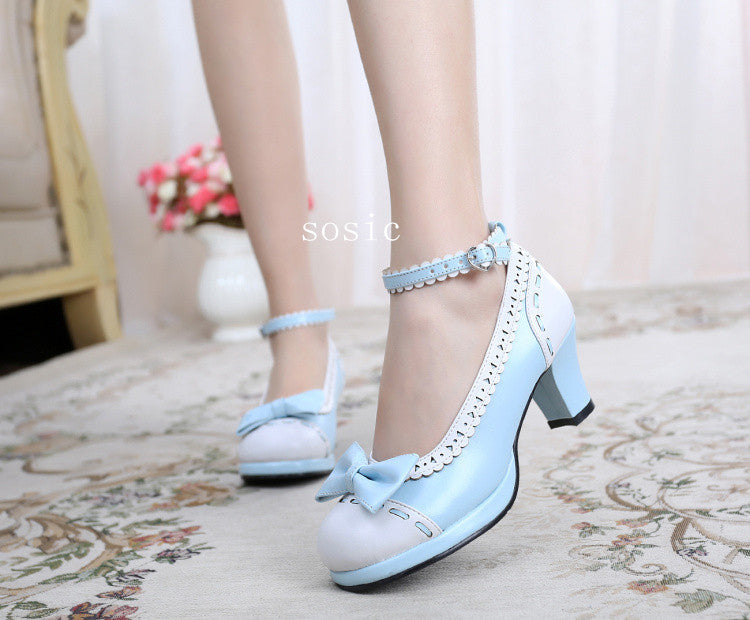 Sosic - Shattered Star Steps - Sweet Lolita Cute Students Round Toe High Thick Heel