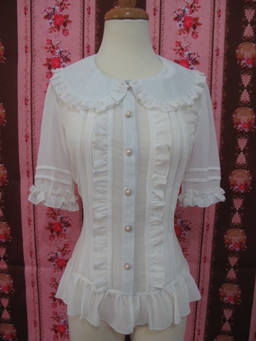 Yilia - Elegant Lolita Short Sleeve Blouse