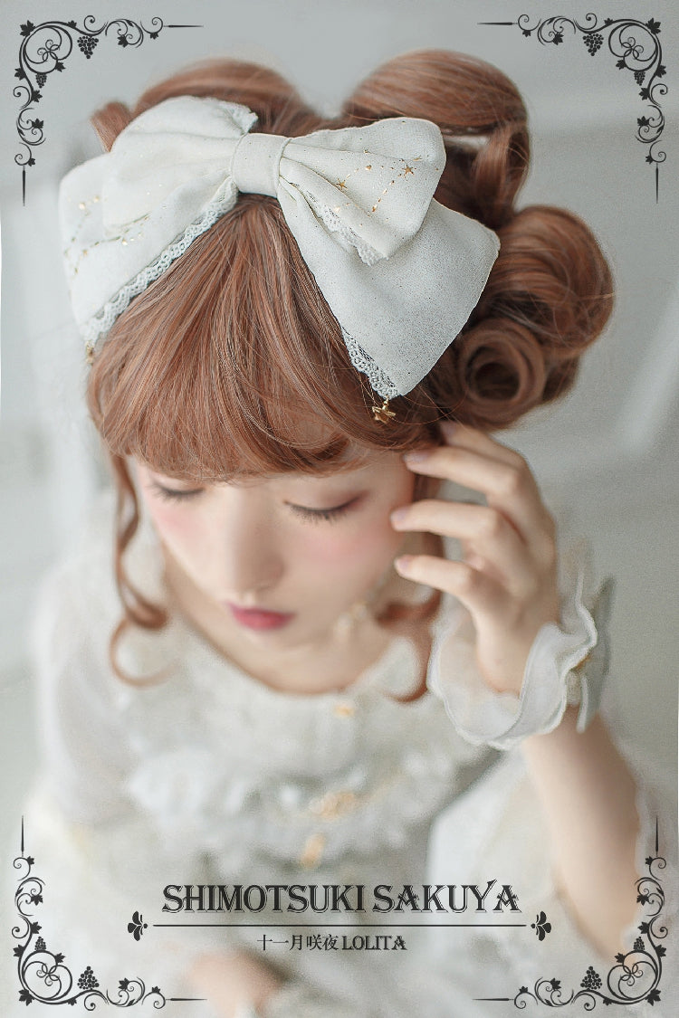 Sakuya Lolita - Whisper of Stars - Vintage Lolita Headdress Large Bow KC
