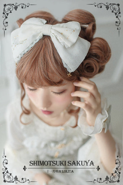 Sakuya Lolita - Whisper of Stars - Vintage Lolita Headdress Large Bow KC