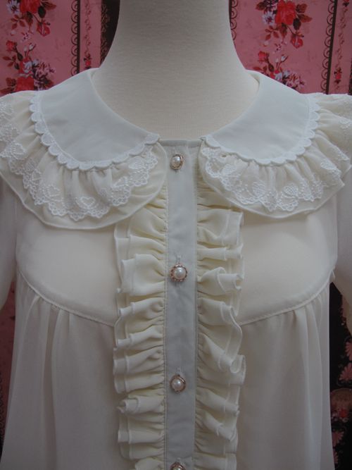 Yilia - Loose Chiffon Lace Lolita Blouse