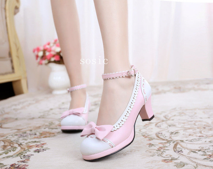 Sosic - Shattered Star Steps - Sweet Lolita Cute Students Round Toe High Thick Heel