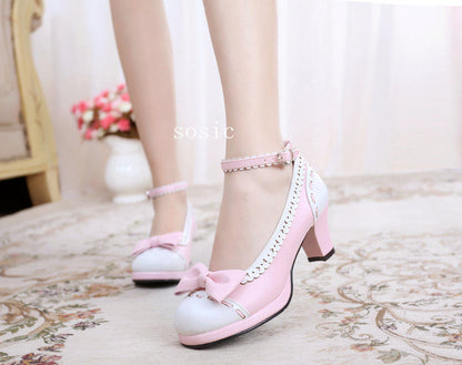 Sosic - Shattered Star Steps - Sweet Lolita Cute Students Round Toe High Thick Heel