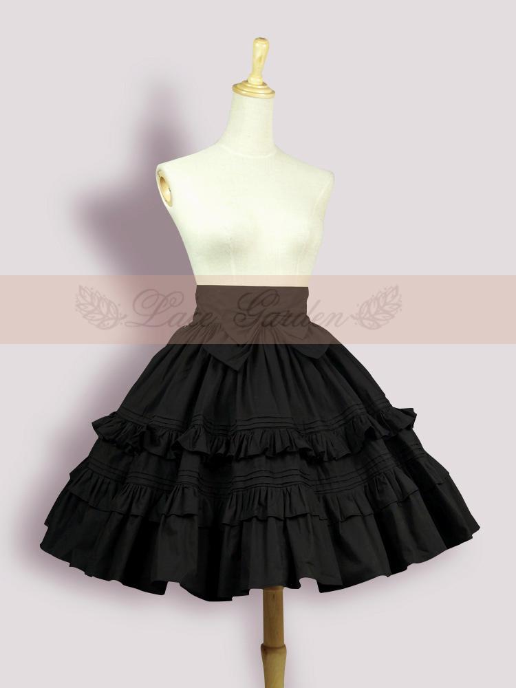 Lace Garden - Classic Lolita Black SK Puffy Skirt