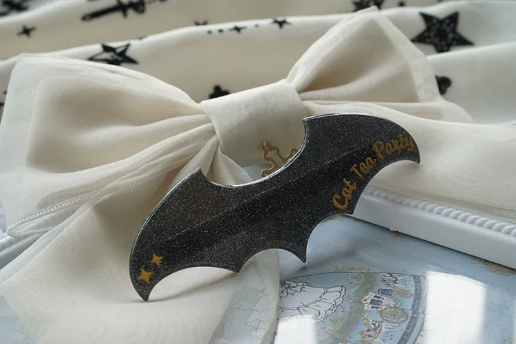 Cat Tea Party - Gothic Lolita Hair Clip Halloween Bat Lolita Hair Accessory