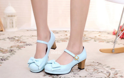 Sosic - Bowknot Lolita High Heel Shoes