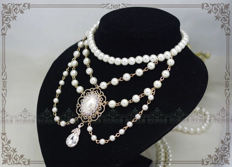 Rose of Sharon - Manor Ball II - Retro Lolita Necklace Pearl Necklace