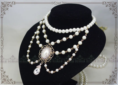 Rose of Sharon - Manor Ball II - Retro Lolita Necklace Pearl Necklace