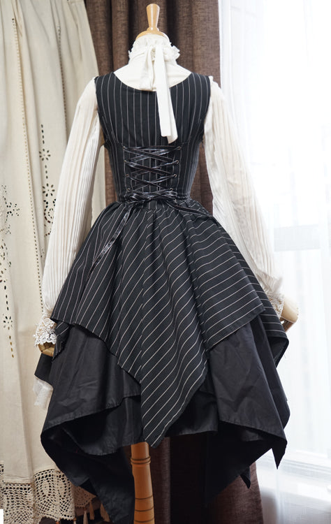 Surface Spell - Gothic Lolita Irregular Hemline Stripe JSK