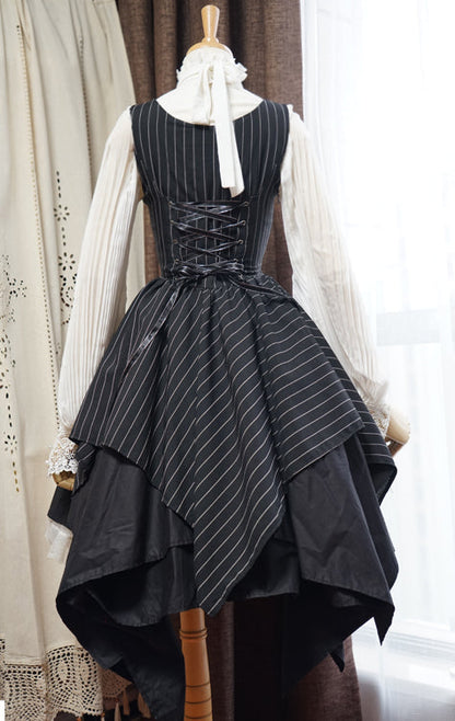 Surface Spell - Gothic Lolita Irregular Hemline Stripe JSK