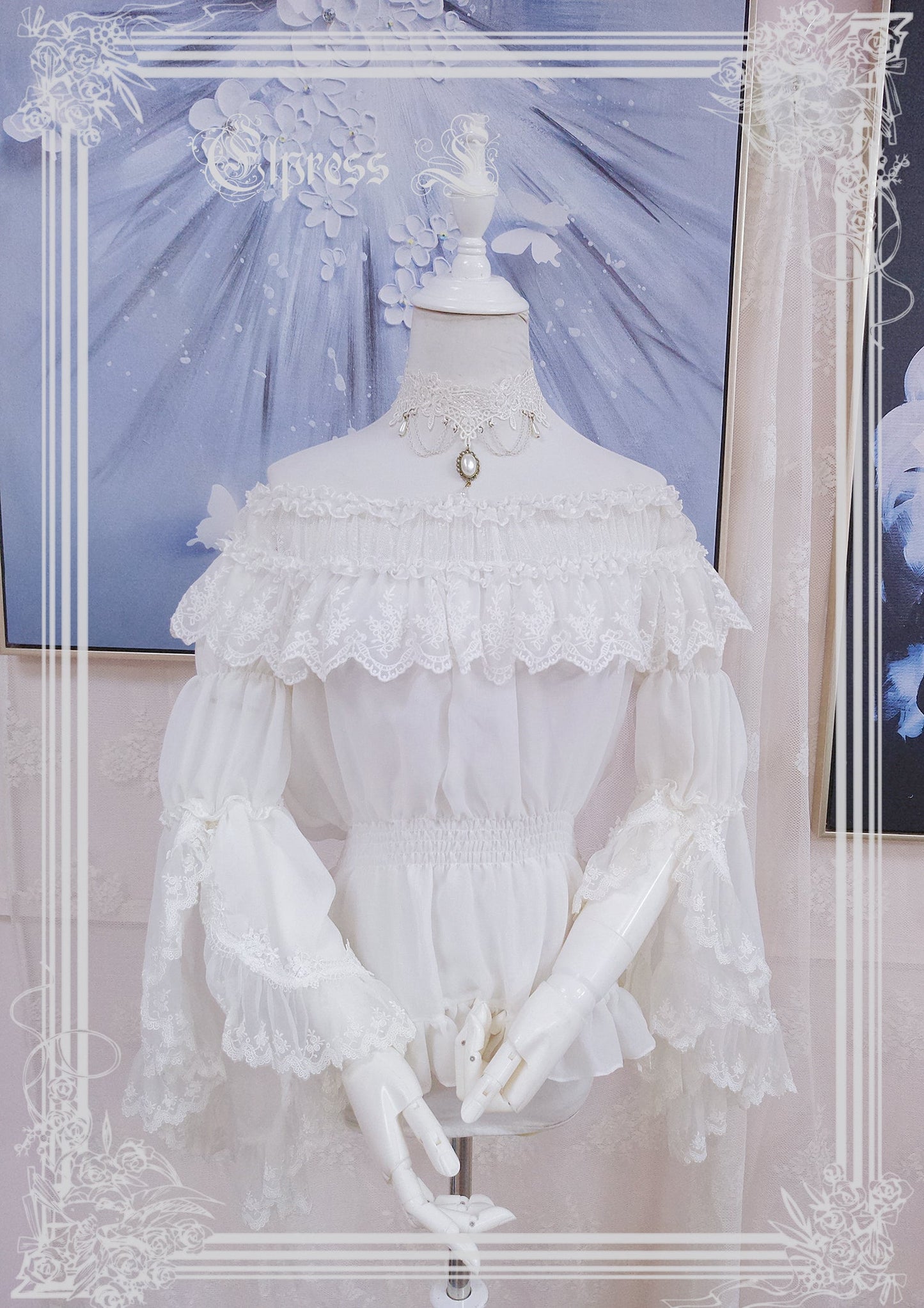 Elpress L - Universal Black White Chiffon Lolita Blouse